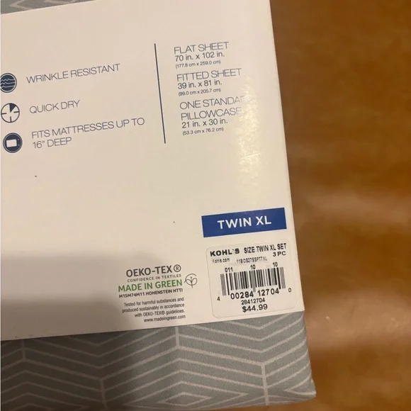 The Big One Easy-Care Twin XL Sheet Set in Light Gray - Picture 5 of 7